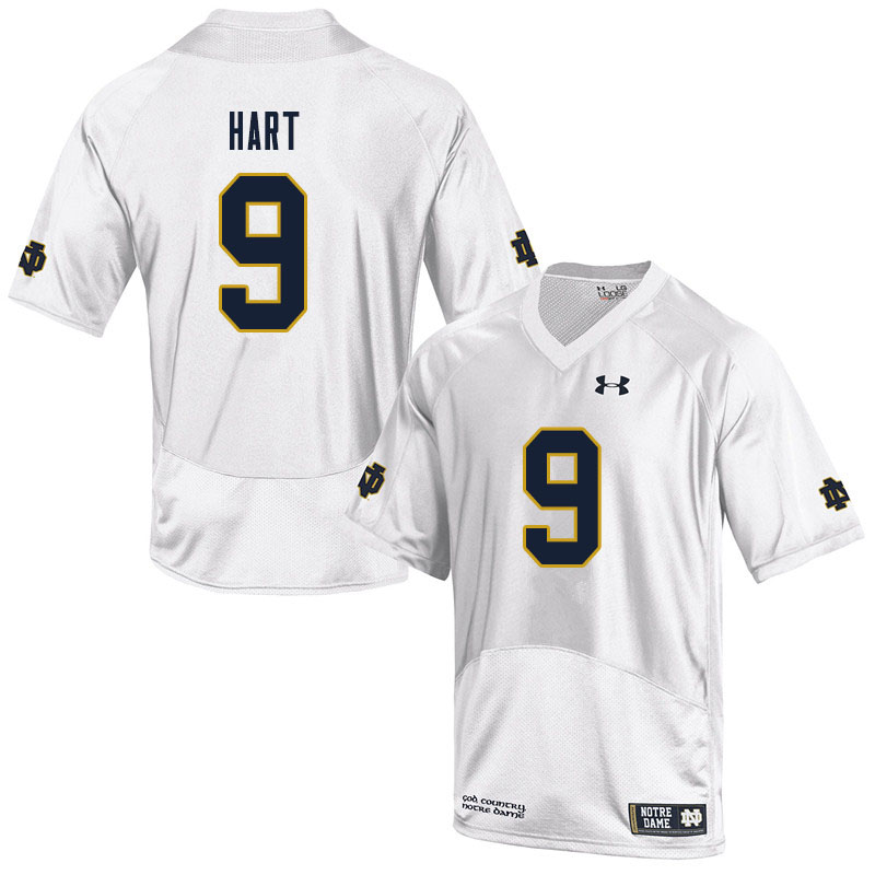 Men's NCAA Notre Dame Fighting Irish #9 Cam Hart Stitched College Under Armour Authentic White Football Jersey XT10N70DM